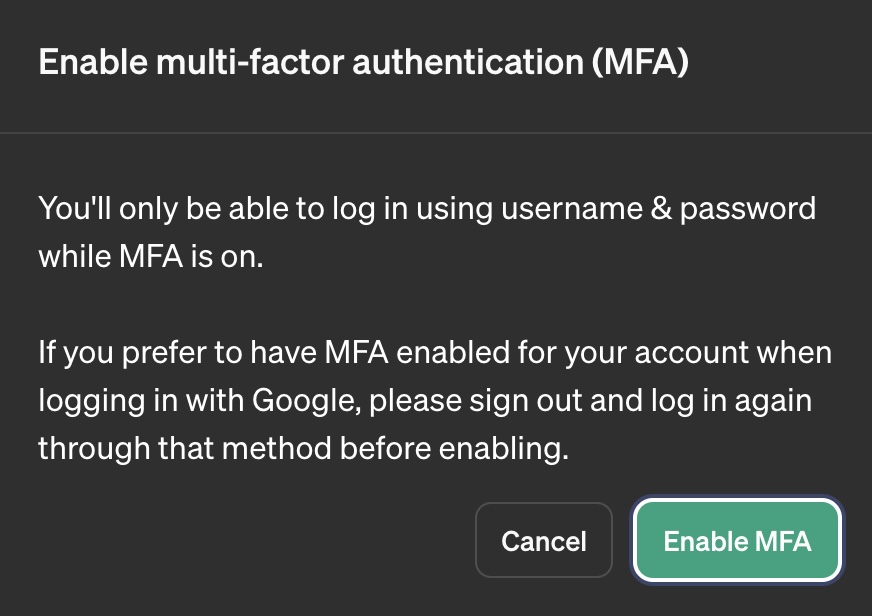 Enable Multi-Factor Authentication on ChatGPT