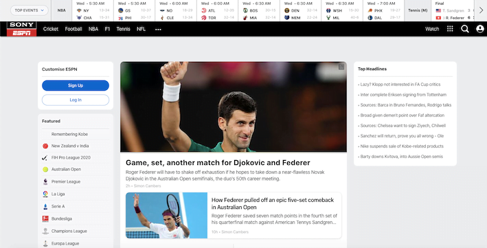 WatchESPN is currently available exclusively in the United States